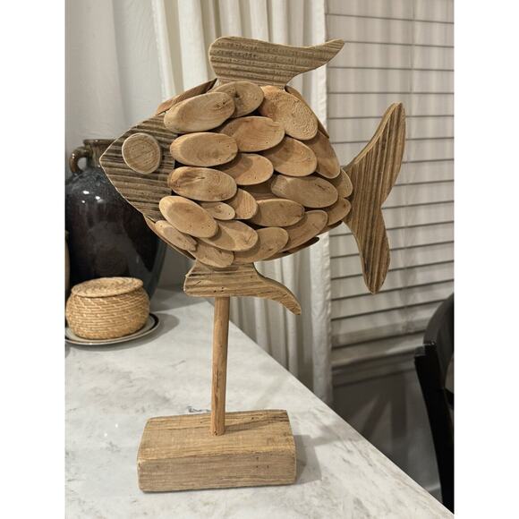 Driftwood Fish Sculpture Beach Ocean Art Marina Beach Nautical‎ Fish Decor 16” - Picture 5 of 8